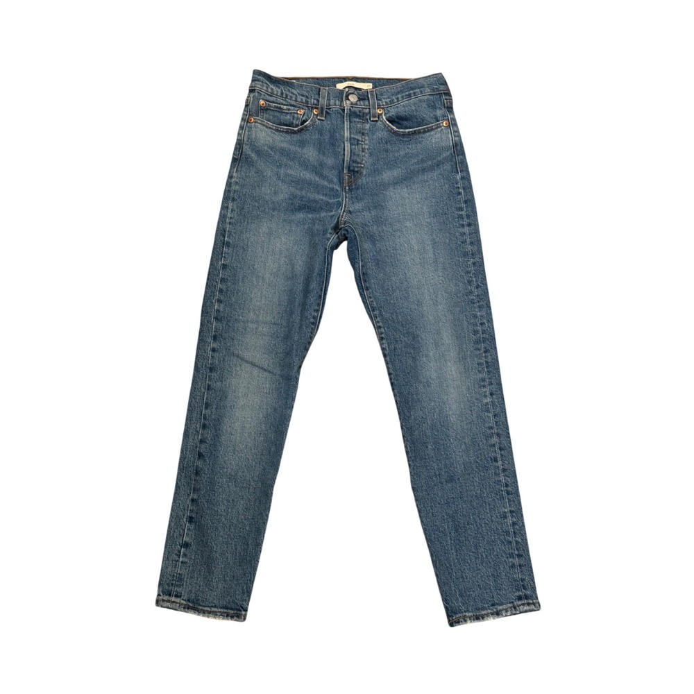 Levis Wedgie Straight High Rise Jeans Medium Wash Blue Button Fly 27